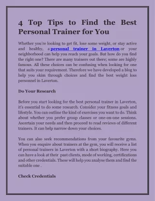 4 Top Tips to Find the Best Personal Trainer for You