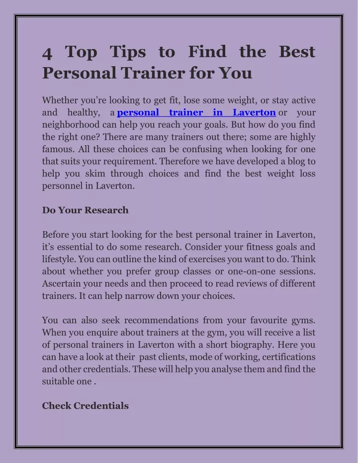 4 top tips to find the best personal trainer