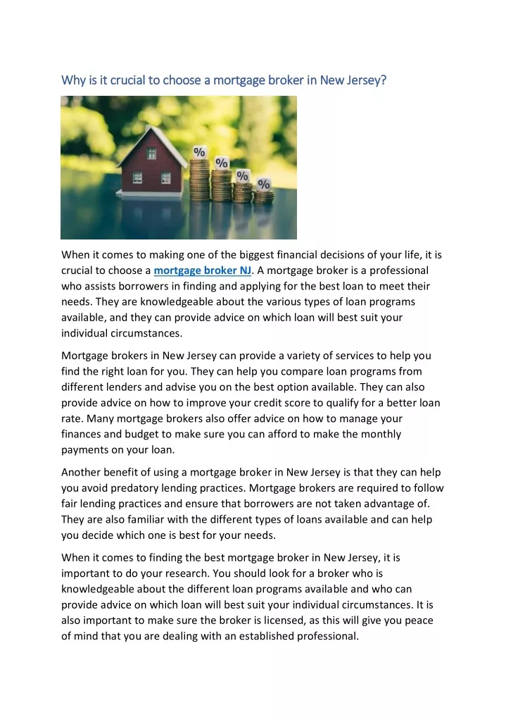 why is it crucial to choose a mortgage broker