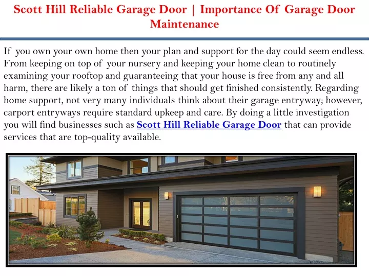 scott hill reliable garage door importance