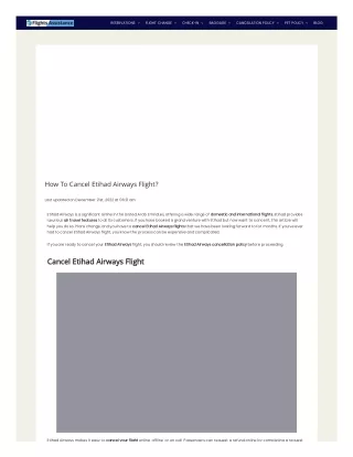 How To Cancel Etihad Airways Flight?