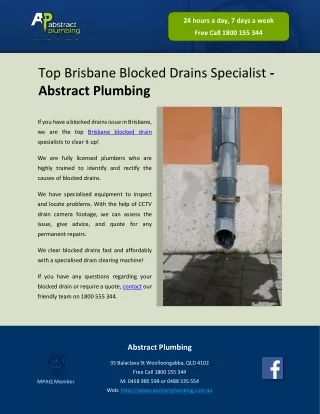 Top Brisbane Blocked Drains Specialist - Abstract Plumbing