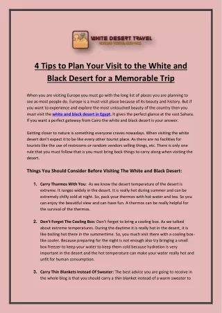 4 Tips to Plan Your Visit to the White and Black Desert for a Memorable Trip
