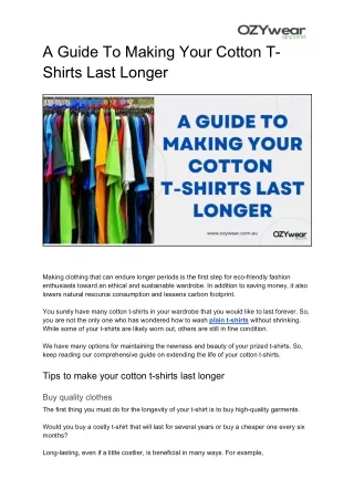 A Guide To Making Your Cotton T-Shirts Last Longer