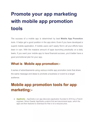 Promote your app marketing with mobile app promotion tools