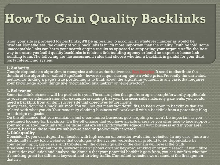 how to gain quality backlinks