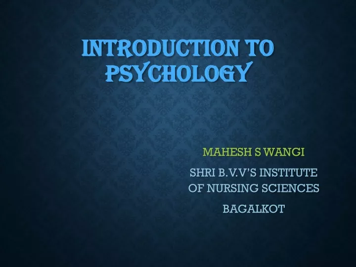 introduction to psychology