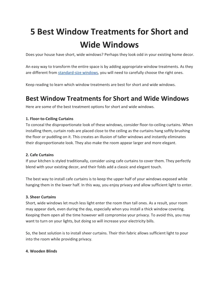 5 best window treatments for short and wide