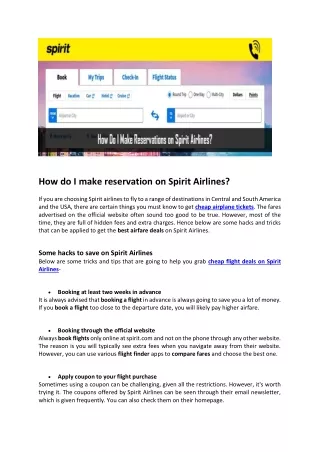 how do i make reservation on spirit airlines