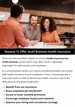 Reasons to Offer Small Business Health Insurance