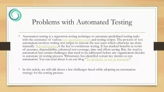 problems with automated testing