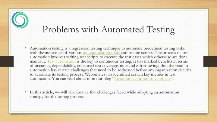 problems with automated testing