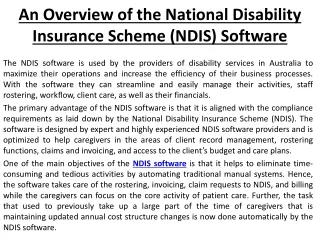 An Overview of the National Disability Insurance Scheme (NDIS) Software