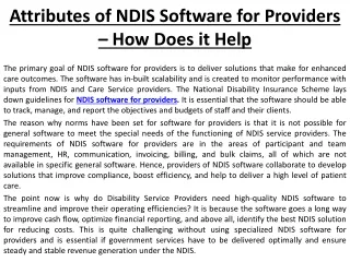 Attributes of NDIS Software for Providers – How Does it Help