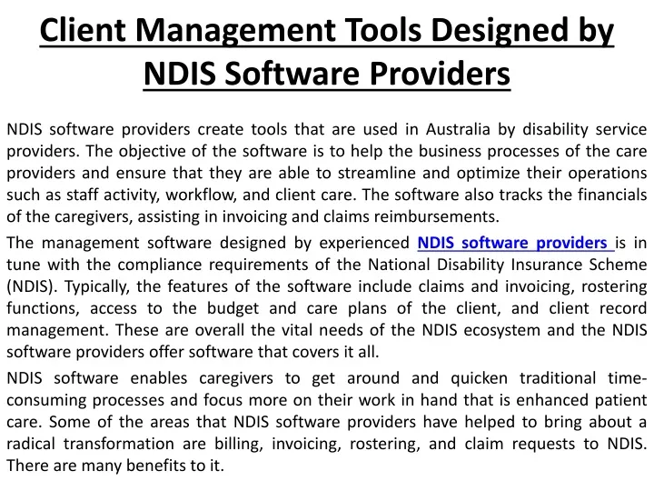 client management tools designed by ndis software providers
