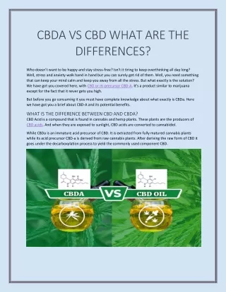 CBDa vs CBD What Are the Differences