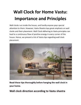 wall clock for home vastu importance and principles