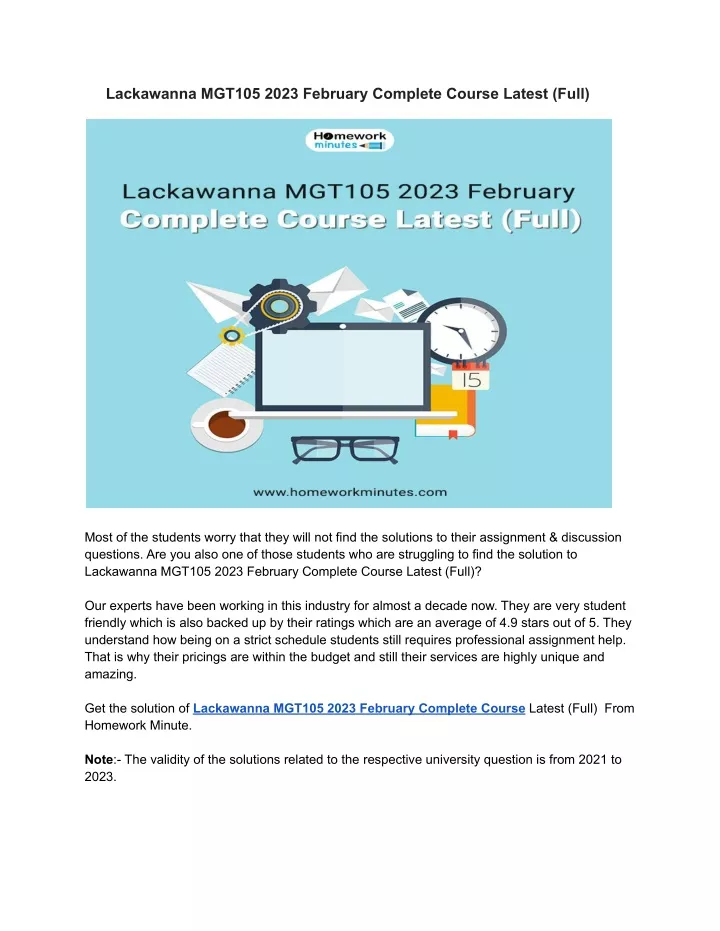 lackawanna mgt105 2023 february complete course