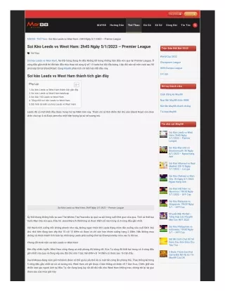 Soi Kèo Leeds vs West Ham: 2h45 Ngày 5/1/2023 – Premier League