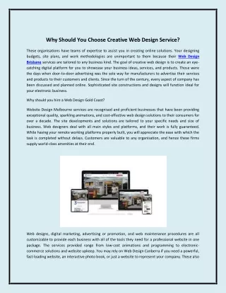 Why Should You Choose Creative Web Design Service