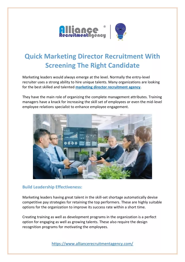 quick marketing director recruitment with