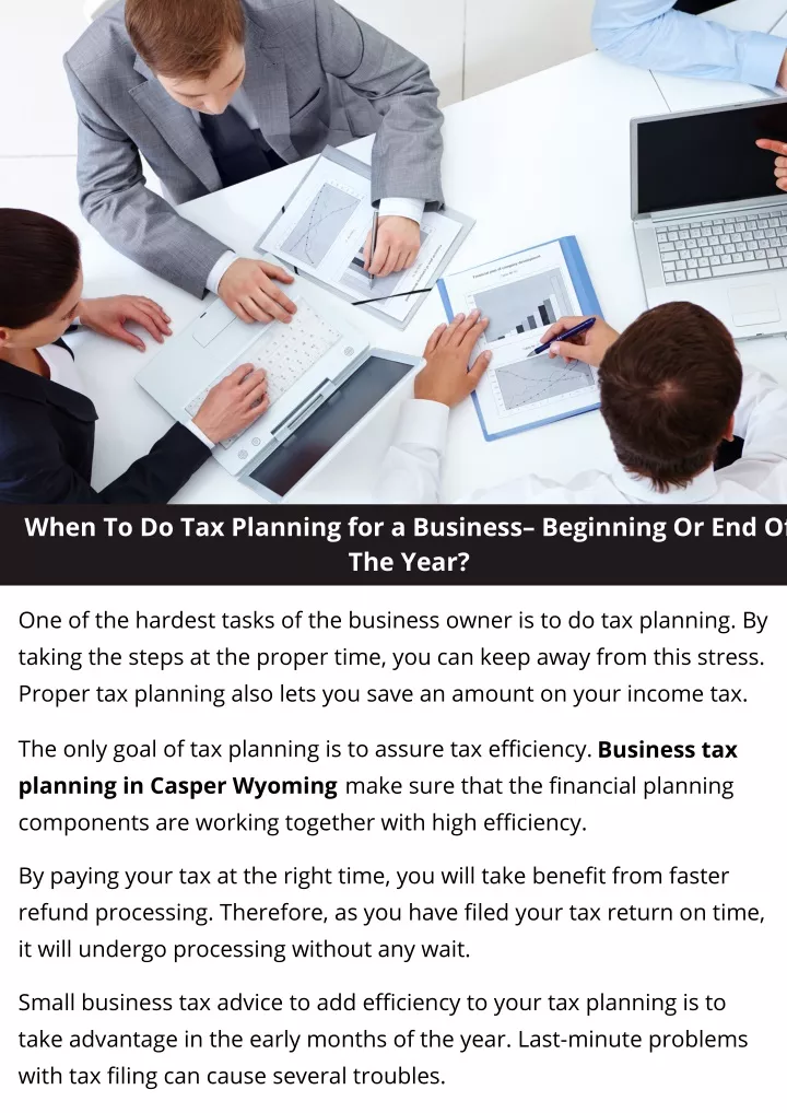 when to do tax planning for a business beginning