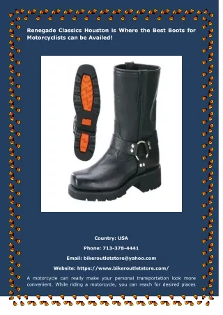 Renegade Classics Houston is Where the Best Boots for Motorcyclists can be Availed!