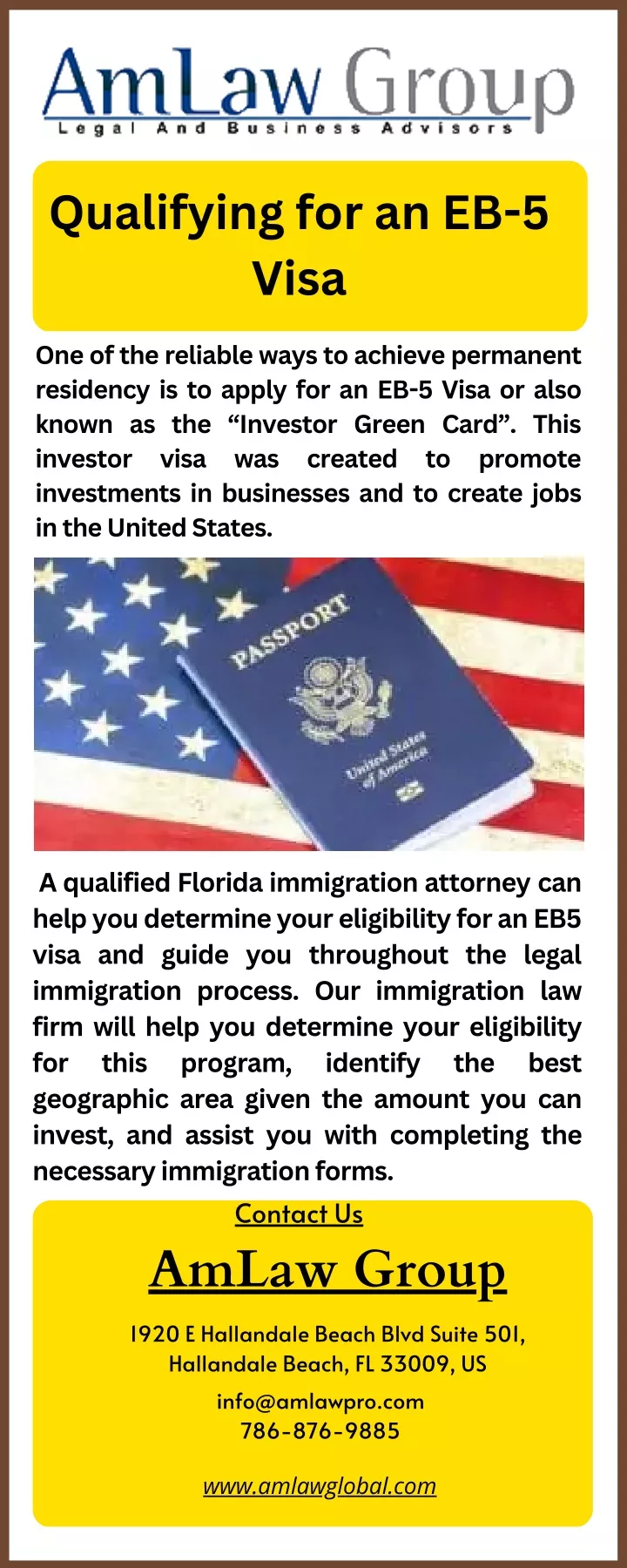 qualifying for an eb 5 visa known as the investor