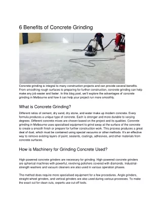 6 Benefits of Concrete Grinding
