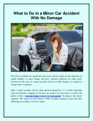 What to Do in a Minor Car Accident With No Damage