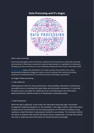 Data Processing and it's stage