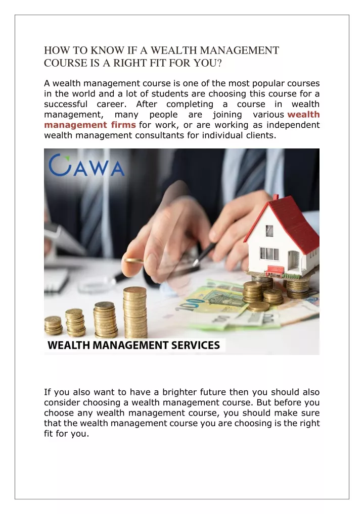 how to know if a wealth management course