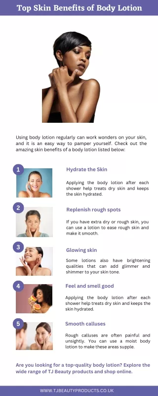 Top Skin Benefits of Body Lotion - TJ Beauty Products