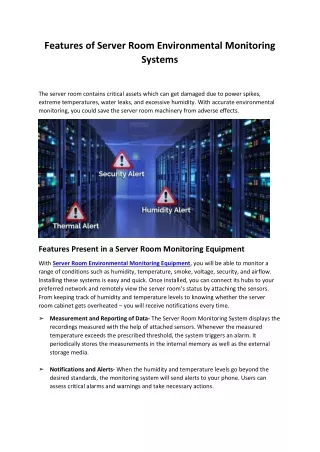 features of server room environmental monitoring
