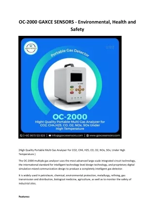 OC-2000 GAXCE SENSORS - Environmental, Health and Safety