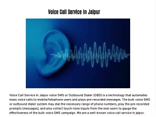 Voice Call Service In Jaipur