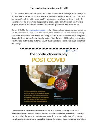 The construction industry post COVID