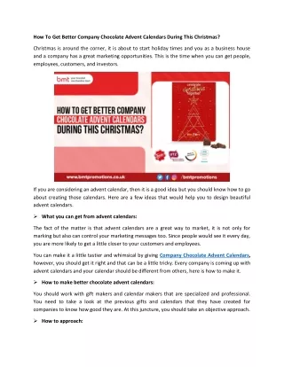 how to get better company chocolate advent