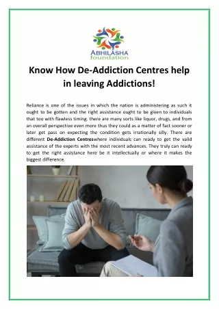 know how de addiction centres help in leaving