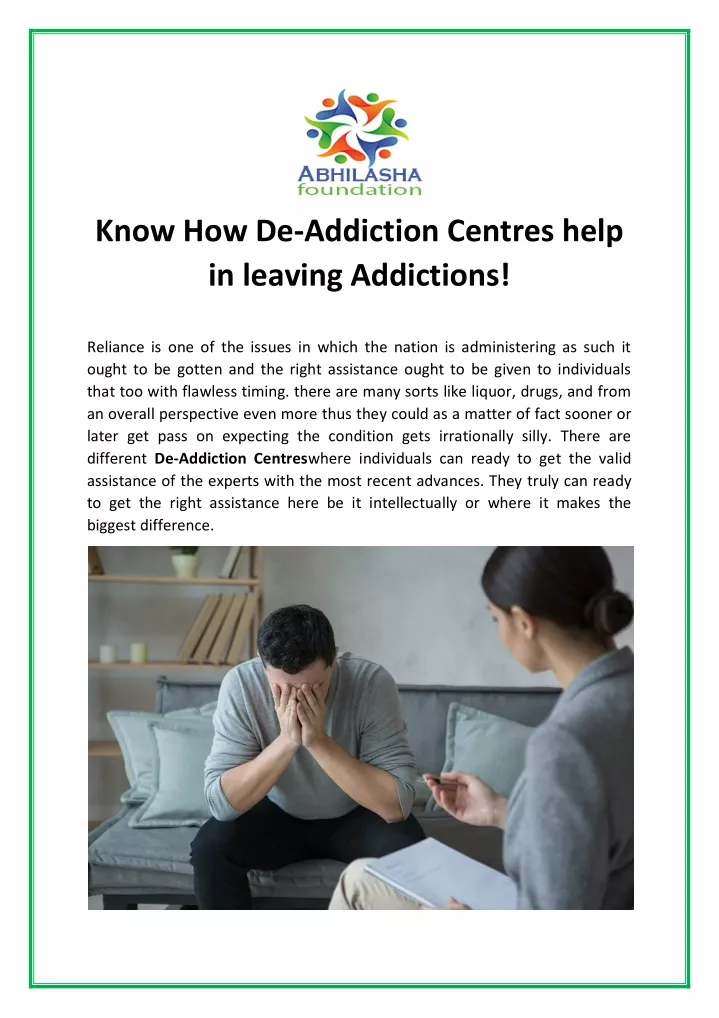 know how de addiction centres help in leaving