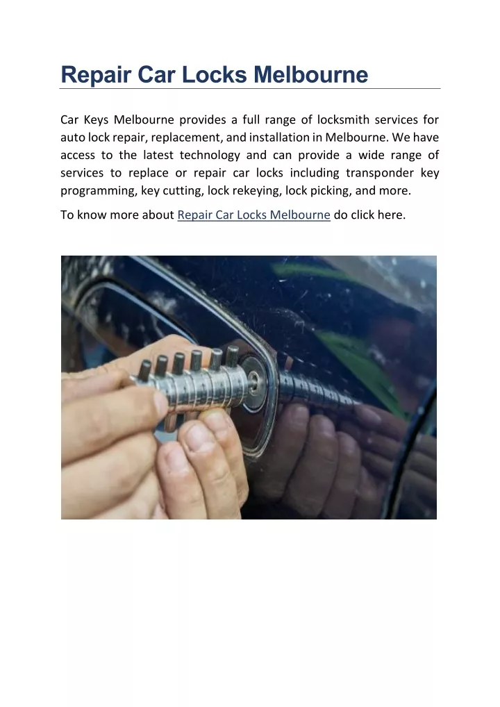 repair car locks melbourne