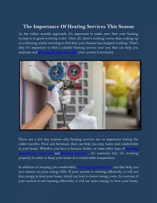The Importance Of Heating Services This Season