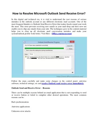 how to resolve microsoft outlook send receive