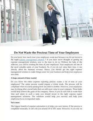 Do Not Waste the Precious Time of Your Employees