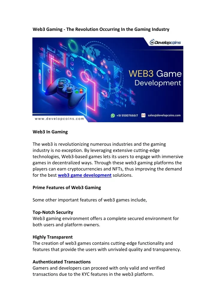 web3 gaming the revolution occurring