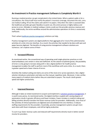 an investment in practice management software