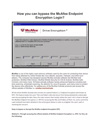 how you can bypass the mcafee endpoint encryption