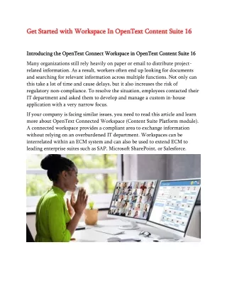 get started with workspace in opentext content