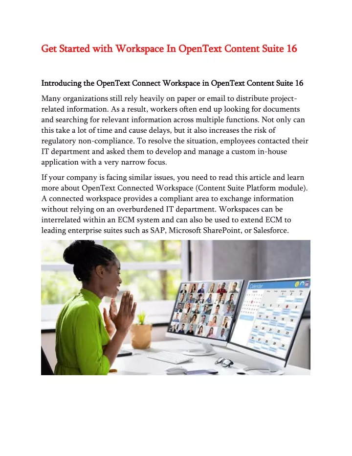 get started with workspace in opentext content