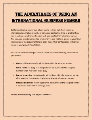 The advantages of using an international business number
